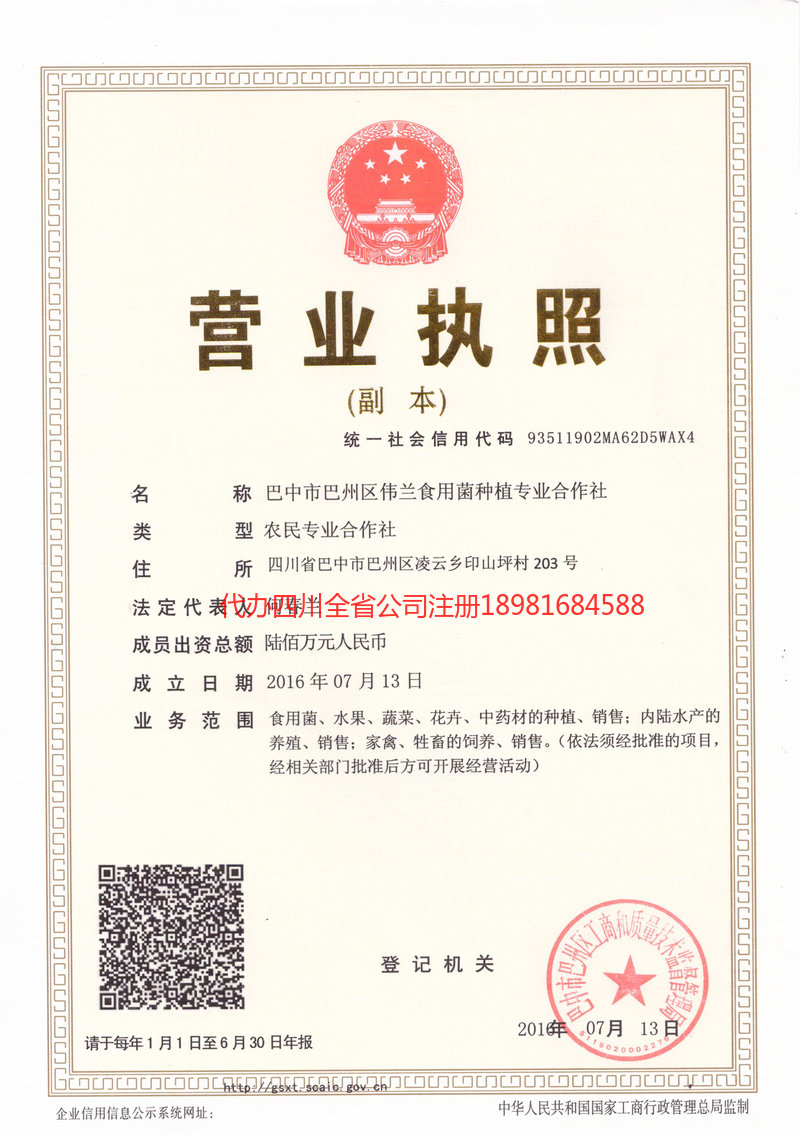 青州青州伟兰食用菌种植专业合作社